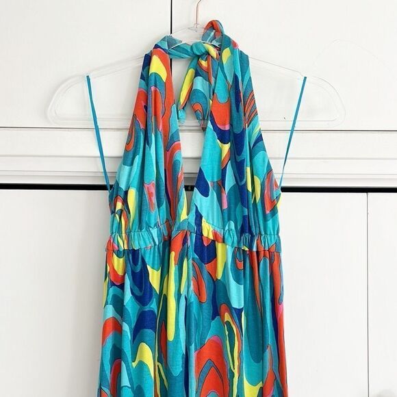 Trina Turk Colorful Halter Midi Dress - Picture 2 of 10